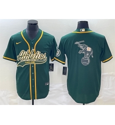 Men Oakland Athletics Green Team Big Logo Cool Base Stitched Baseball Jersey 001