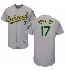 Mens Majestic Oakland Athletics 17 Glenn Hubbard Grey Road Flex Base Authentic Collection MLB Jersey