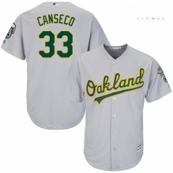 Mens Majestic Oakland Athletics 33 Jose Canseco Replica Grey Road Cool Base MLB Jersey