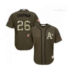 Mens Oakland Athletics 26 Matt Chapman Authentic Green Salute to Service Baseball Jersey 