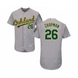 Mens Oakland Athletics 26 Matt Chapman Grey Road Flex Base Authentic Collection Baseball Jersey