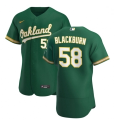 Oakland Athletics 58 Paul Blackburn Men Nike Kelly Green Alternate 2020 Authentic Player MLB Jersey