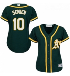 Womens Majestic Oakland Athletics 10 Marcus Semien Replica Green Alternate 1 Cool Base MLB Jersey