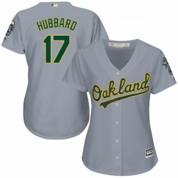 Womens Majestic Oakland Athletics 17 Glenn Hubbard Authentic Grey Road Cool Base MLB Jersey