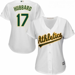 Womens Majestic Oakland Athletics 17 Glenn Hubbard Replica White Home Cool Base MLB Jersey