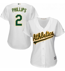 Womens Majestic Oakland Athletics 2 Tony Phillips Authentic White Home Cool Base MLB Jersey