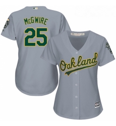 Womens Majestic Oakland Athletics 25 Mark McGwire Authentic Grey Road Cool Base MLB Jersey