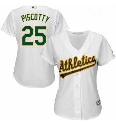 Womens Majestic Oakland Athletics 25 Stephen Piscotty Replica White Home Cool Base MLB Jersey 