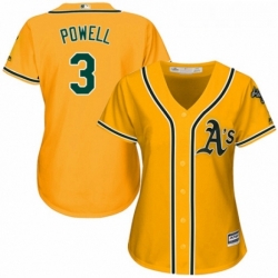 Womens Majestic Oakland Athletics 3 Boog Powell Authentic Gold Alternate 2 Cool Base MLB Jersey 