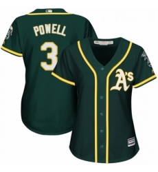 Womens Majestic Oakland Athletics 3 Boog Powell Authentic Green Alternate 1 Cool Base MLB Jersey 