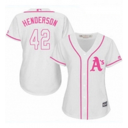 Womens Majestic Oakland Athletics 42 Dave Henderson Authentic White Fashion Cool Base MLB Jersey