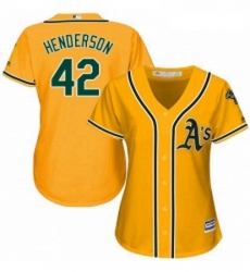 Womens Majestic Oakland Athletics 42 Dave Henderson Replica Gold Alternate 2 Cool Base MLB Jersey