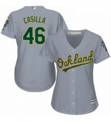 Womens Majestic Oakland Athletics 46 Santiago Casilla Replica Grey Road Cool Base MLB Jersey