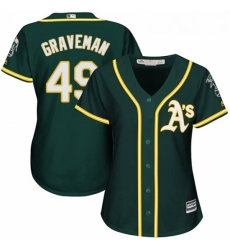 Womens Majestic Oakland Athletics 49 Kendall Graveman Authentic Green Alternate 1 Cool Base MLB Jersey 