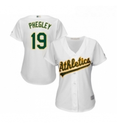 Womens Oakland Athletics 19 Josh Phegley Replica White Home Cool Base Baseball Jersey 