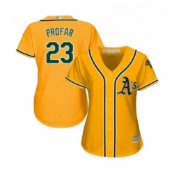 Womens Oakland Athletics 23 Jurickson Profar Replica Gold Alternate 2 Cool Base Baseball Jersey 