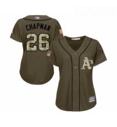 Womens Oakland Athletics 26 Matt Chapman Authentic Green Salute to Service Baseball Jersey 