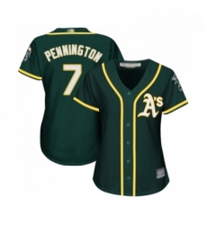 Womens Oakland Athletics 7 Cliff Pennington Replica Green Alternate 1 Cool Base Baseball Jersey 