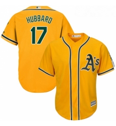 Youth Majestic Oakland Athletics 17 Glenn Hubbard Replica Gold Alternate 2 Cool Base MLB Jersey