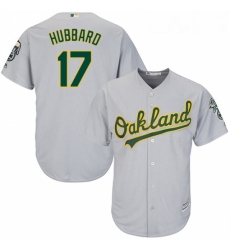 Youth Majestic Oakland Athletics 17 Glenn Hubbard Replica Grey Road Cool Base MLB Jersey