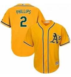 Youth Majestic Oakland Athletics 2 Tony Phillips Replica Gold Alternate 2 Cool Base MLB Jersey