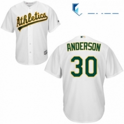 Youth Majestic Oakland Athletics 30 Brett Anderson Replica White Home Cool Base MLB Jersey 