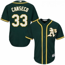 Youth Majestic Oakland Athletics 33 Jose Canseco Authentic Green Alternate 1 Cool Base MLB Jersey