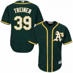 Youth Majestic Oakland Athletics 39 Blake Treinen Authentic Green Alternate 1 Cool Base MLB Jersey 