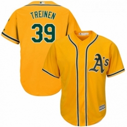 Youth Majestic Oakland Athletics 39 Blake Treinen Replica Gold Alternate 2 Cool Base MLB Jersey 