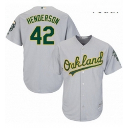 Youth Majestic Oakland Athletics 42 Dave Henderson Replica Grey Road Cool Base MLB Jersey