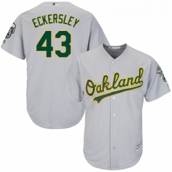 Youth Majestic Oakland Athletics 43 Dennis Eckersley Authentic Grey Road Cool Base MLB Jersey