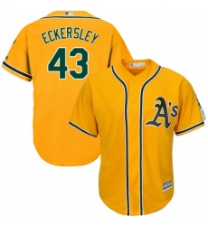 Youth Majestic Oakland Athletics 43 Dennis Eckersley Replica Gold Alternate 2 Cool Base MLB Jersey