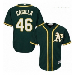 Youth Majestic Oakland Athletics 46 Santiago Casilla Replica Green Alternate 1 Cool Base MLB Jersey