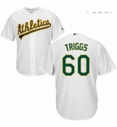 Youth Majestic Oakland Athletics 60 Andrew Triggs Authentic White Home Cool Base MLB Jersey 