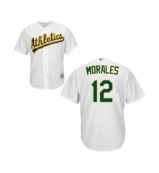 Youth Oakland Athletics 12 Kendrys Morales Replica White Home Cool Base Baseball Jersey 