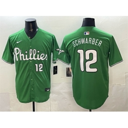 Men Philadelphia Phillies 12 Kyle Schwarber Green Limited Stitched Jersey
