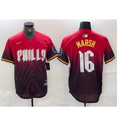 Men Philadelphia Phillies 16 Brandon Marsh Red 2024 City Connect Limited Stitched Jersey