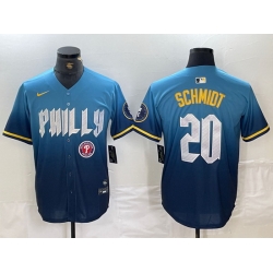 Men Philadelphia Phillies 20 Mike Schmidt Blue 2024 City Connect Limited Stitched Jersey 3