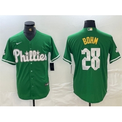 Men Philadelphia Phillies 28 Alec Bohm Green 2024 City Connect Stitched Jersey