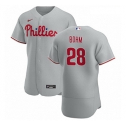 Men Philadelphia Phillies 28 Alec Bohm Men Nike Gray Road 2020 Authentic Player MLB Jersey