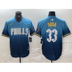 Men Philadelphia Phillies 33 Edmundo Sosa Blue 2024 City Connect Limited Stitched Jersey 2