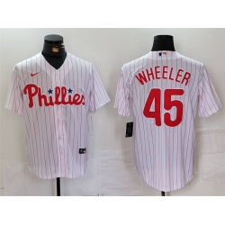 Men Philadelphia Phillies 45 Zack Wheeler White Cool Base Stitched Jersey