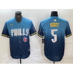 Men Philadelphia Phillies 5 Bryson Stott Blue 2024 City Connect Limited Stitched Jersey 5