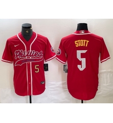 Men Philadelphia Phillies 5 Bryson Stott Red 2024 City Connect Stitched Jersey 1