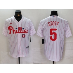 Men Philadelphia Phillies 5 Bryson Stott White Cool Base Stitched Baseball Jersey