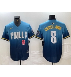 Men Philadelphia Phillies 8 Nick Castellanos Blue 2024 City Connect Limited Stitched Jersey 3