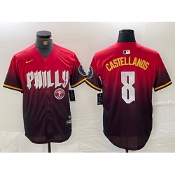 Men Philadelphia Phillies 8 Nick Castellanos Red 2024 City Connect Limited Stitched Jersey 4