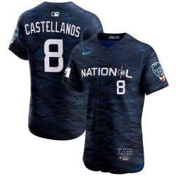 Men Philadelphia Phillies 8 Nick Castellanos Royal 2023 All Star Flex Base Stitched Baseball Jersey