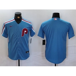 Men Philadelphia Phillies Blank Blue Cool Base Stitched Jersey