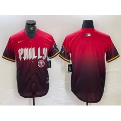 Men Philadelphia Phillies Red Team Big Logo 2024 City Connect Limited Stitched Baseball Jersey 3